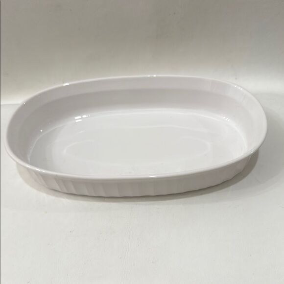 Corningware White Oval Ribbed Bakeware Dish 10 In X 1 3/4 In One Liter F-7-B - Picture 3 of 7
